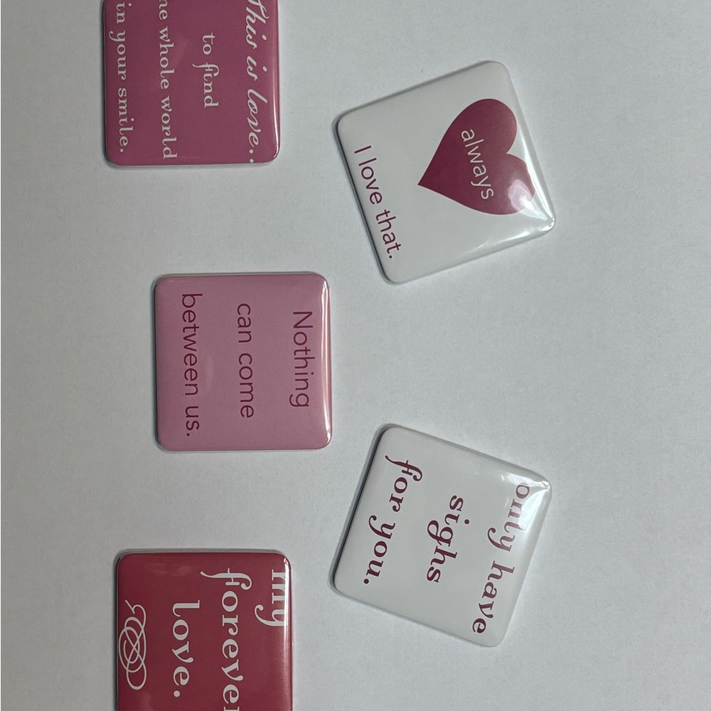 Romantic Quote Magnets Set - Pink and White
